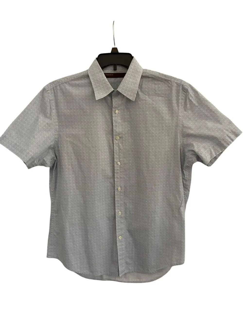 Perry Ellis Light Blue Dot Pattern Button-Up Shirt Men’s Size L